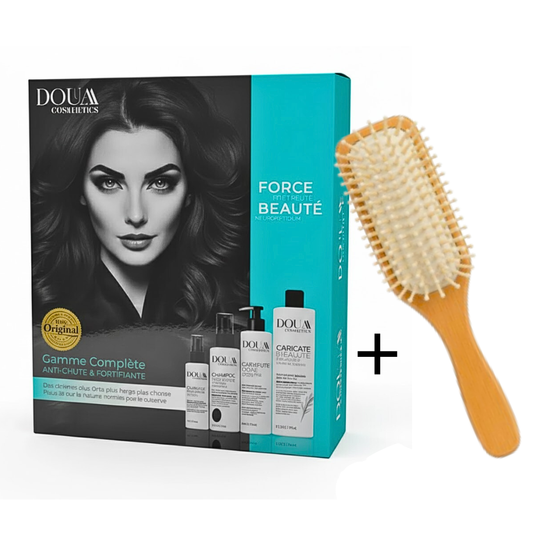 🎁 pack 🎁 – douaa cosmetics – pack anti chute & fortifiante + brosse cheveux