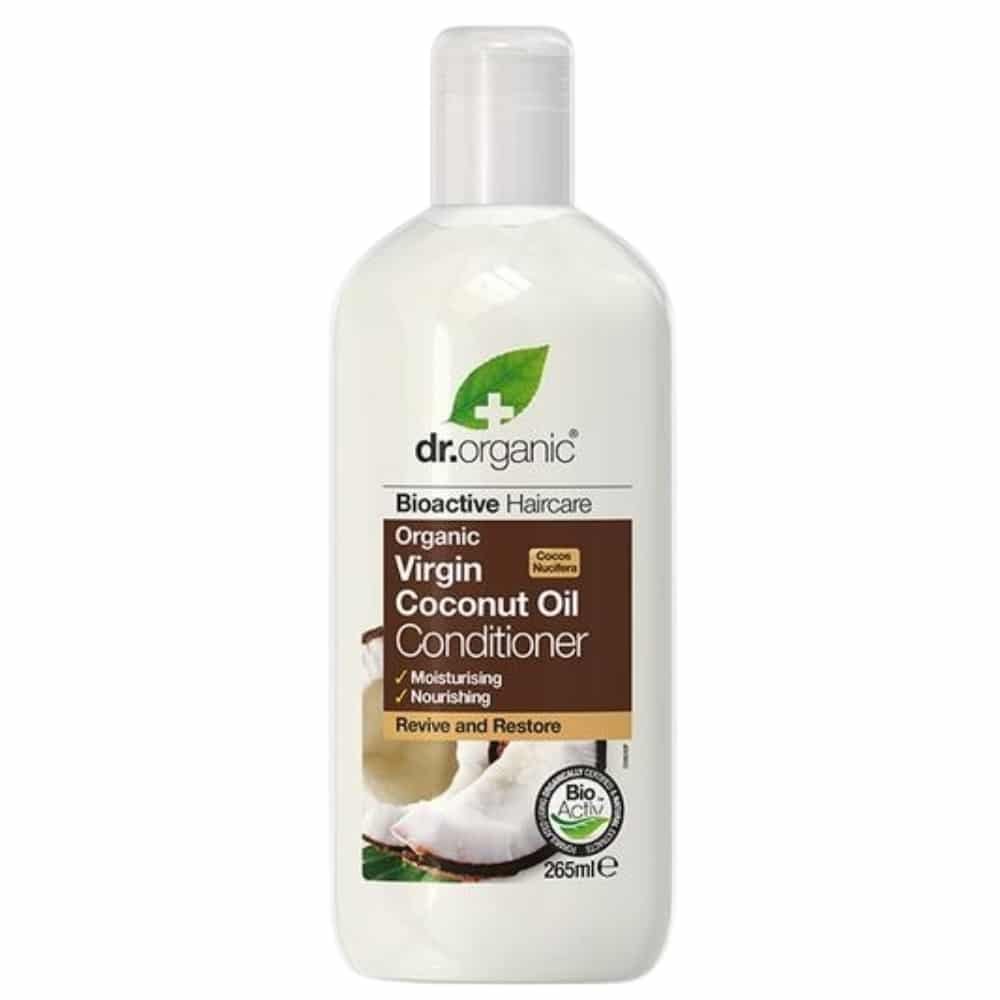 dr organic – apres shampoing huile de noix de coco vierge nourrissant bio – 265ml