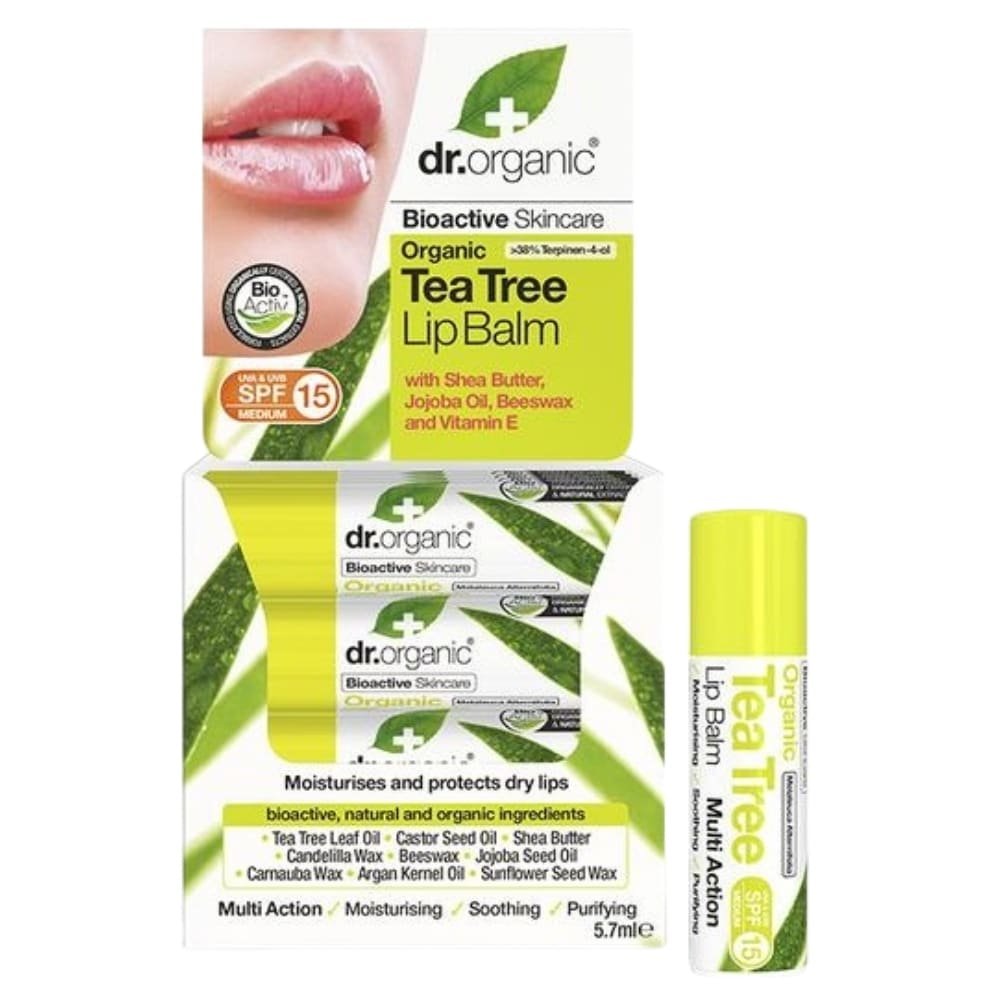 dr organic – baume a levres arbre a the bio – 5, – 7ml