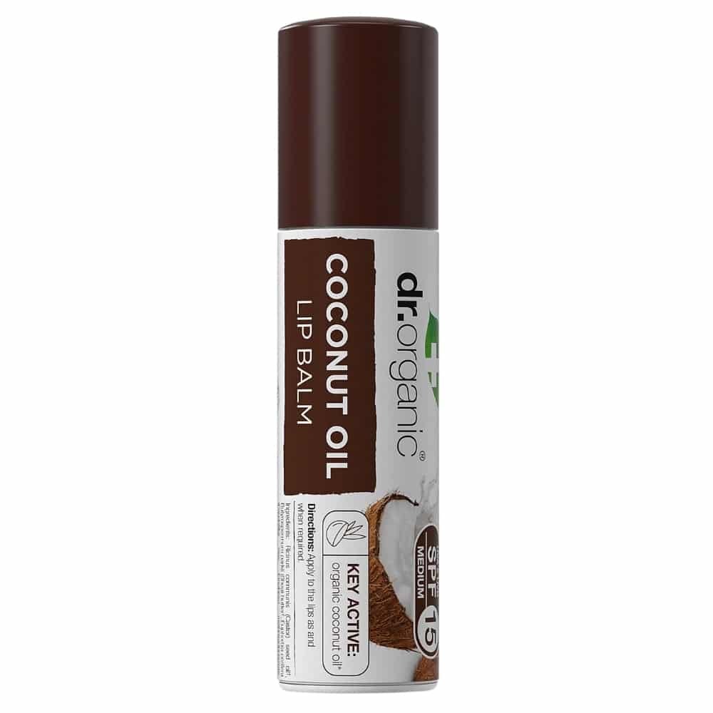 dr organic – baume a levres huile de noix de coco bio – 5, – 7ml