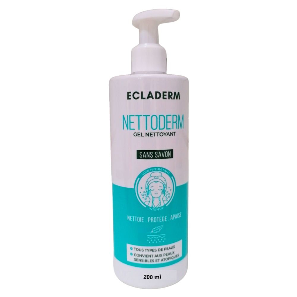 ecladerm – nettoderm gel nettoyant sans savon – 200ml