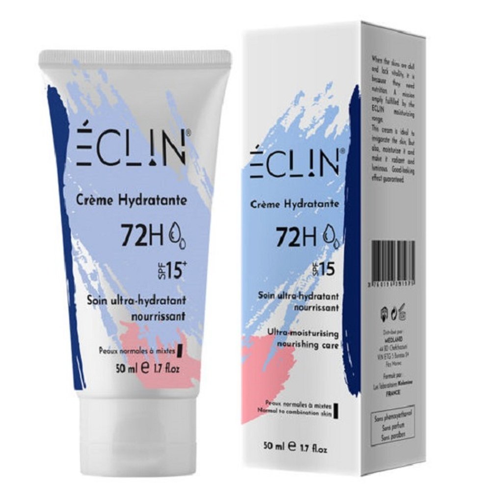 eclin – creme hydratante ps 72h spf15 – 50ml