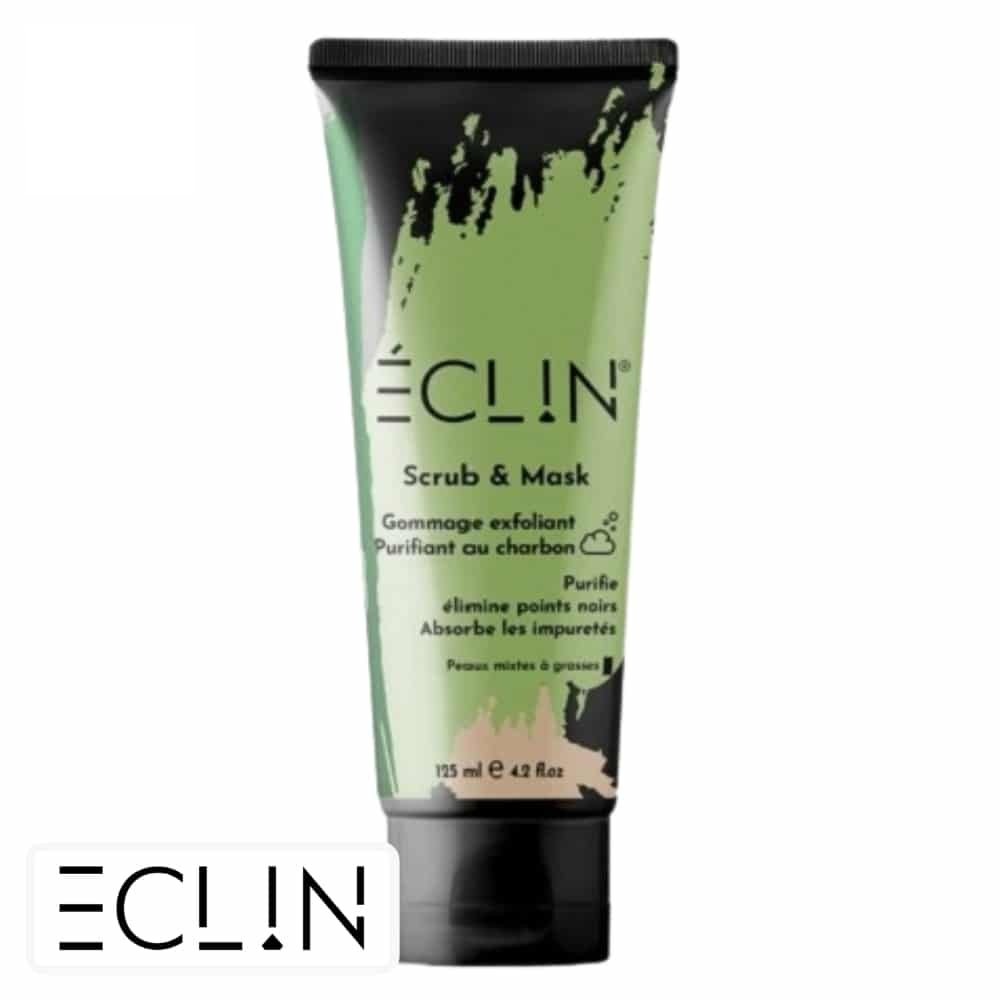 eclin – scrub et mask gommage exfoliant purifiant au charbon – 125ml