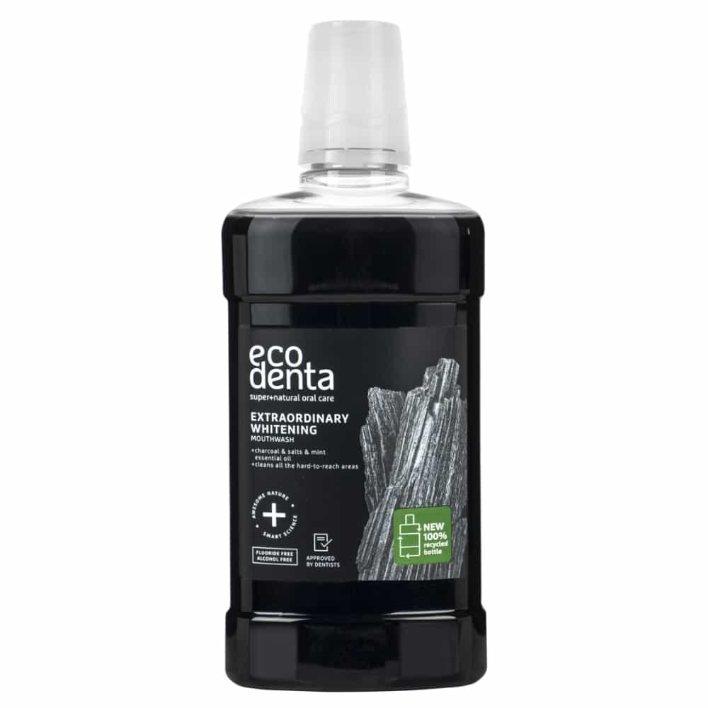 ecodenta – extraordinary whitening bain de bouche blanchissant au charbon actif – 500ml