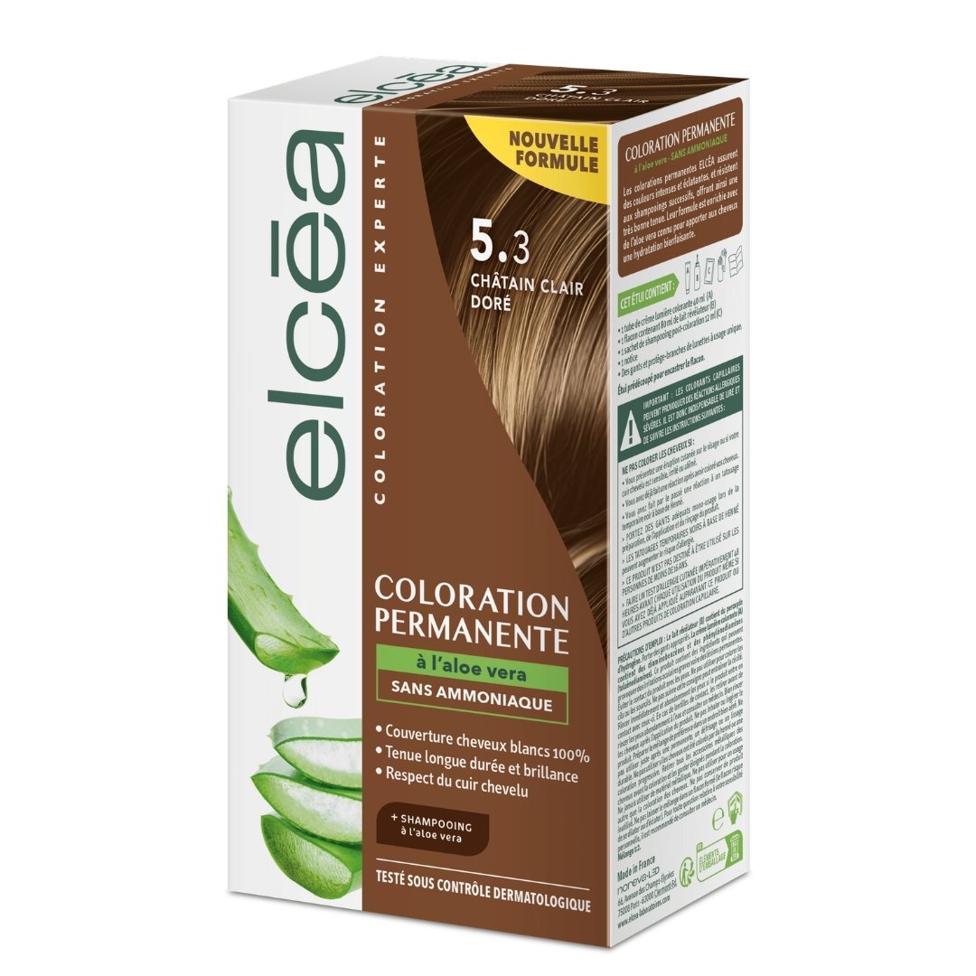 elcea – coloration châtain clair doré 5.3