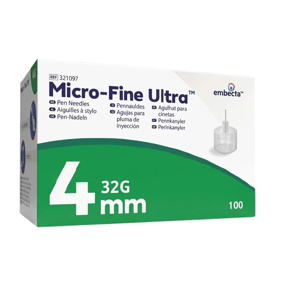 embecta – micro fine plus aiguille insuline 32g/4mm bte – 100pcs