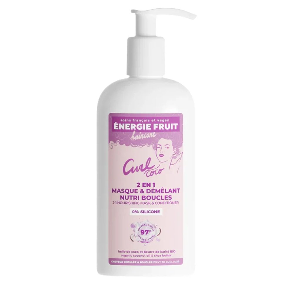 energie fruit – masque 2 en 1 demelant coco curl nourrissant – 300ml