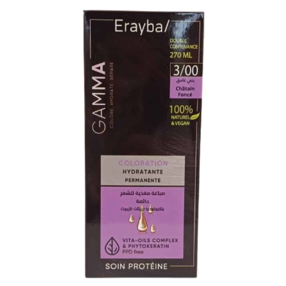 erayba – gamma coloration hydratante permanente naturelle – 3.00 – chatain fonce