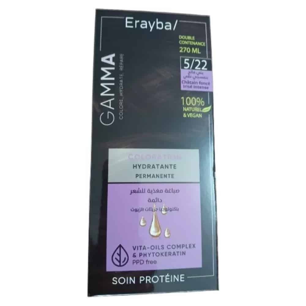 erayba – gamma coloration hydratante permanente naturelle – 5.22 – blond fonce irise intense