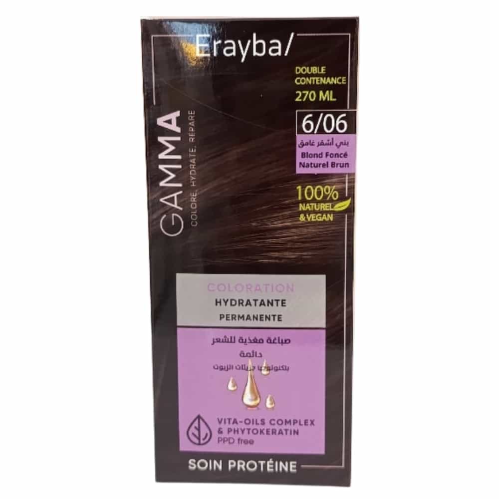 erayba – gamma coloration hydratante permanente naturelle – 6.06 – blond fonce naturel brun