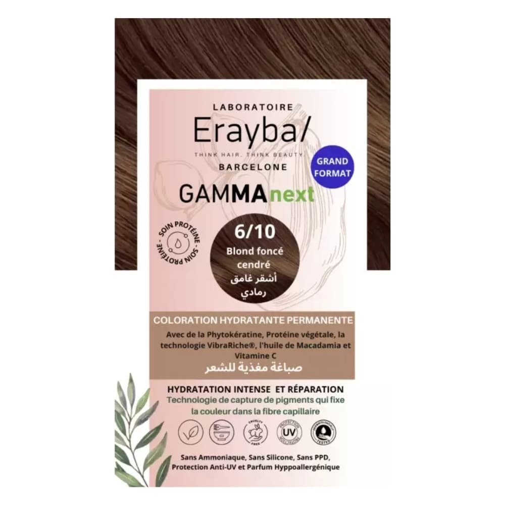erayba – gammanext coloration cheveux hydrante permanente – 6.10 – blond fonce cendre