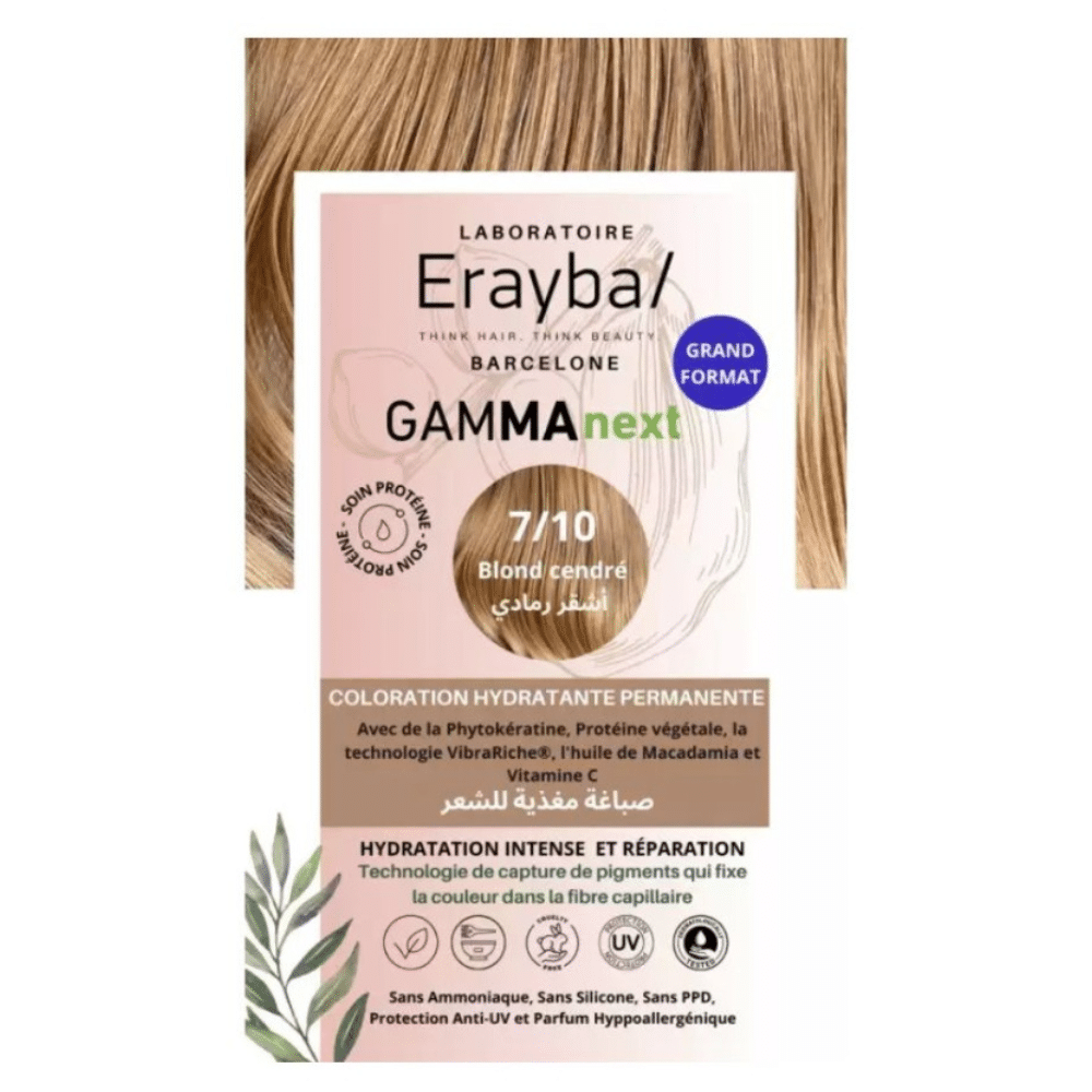 erayba – gammanext coloration cheveux hydrante permanente – 7.10 – blond cendre