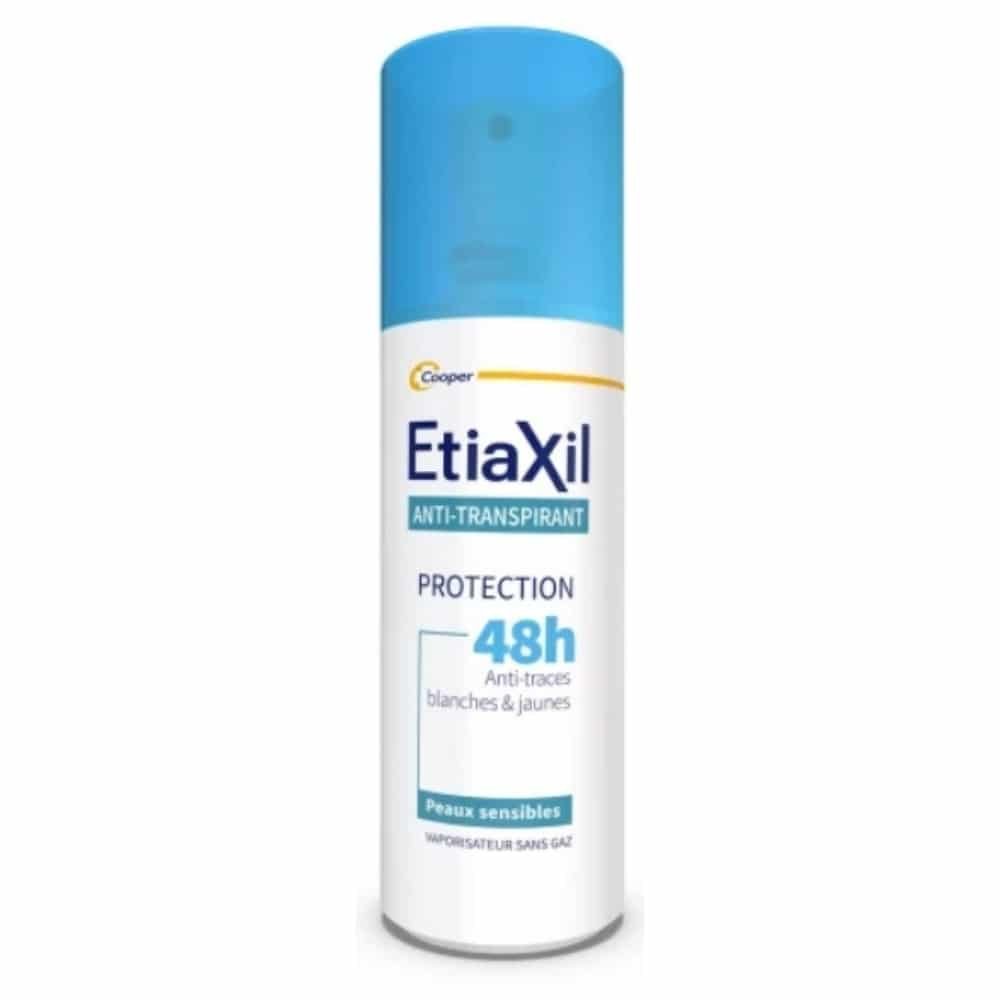 etiaxil – anti transpirant spray deodorant protection anti traces blanches et jaunes peau sensible 48h – 100ml
