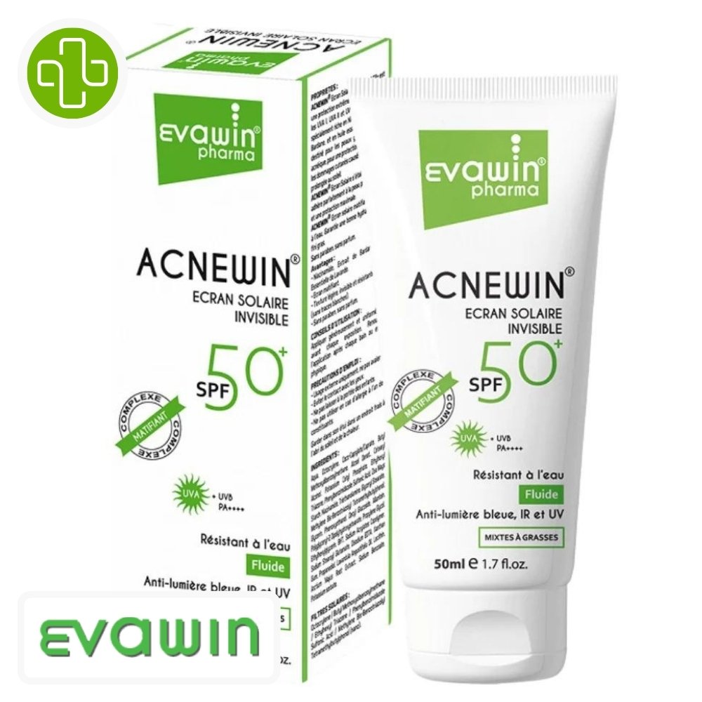 evawin pharma – acnewin ecran solaire invisible spf50+ – 50ml