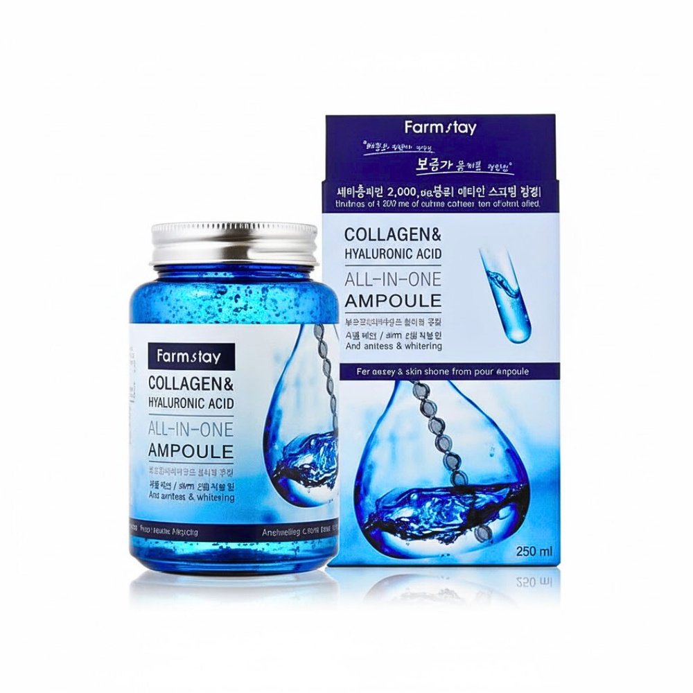 farmstay – collagen et hyaluronic acid all in one ampoule – 250ml