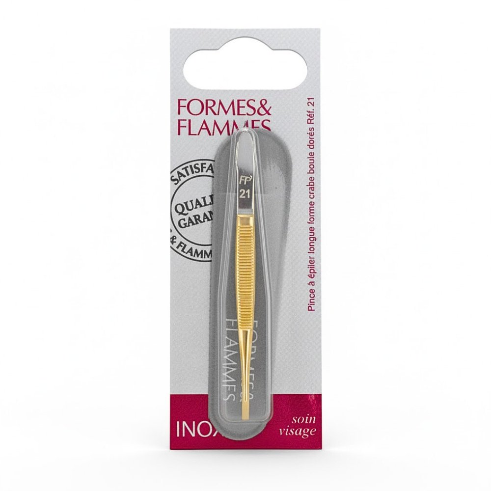 formes et flammes – pince a epiler acier forge chrome mors etroits carres 8cm refrence 10