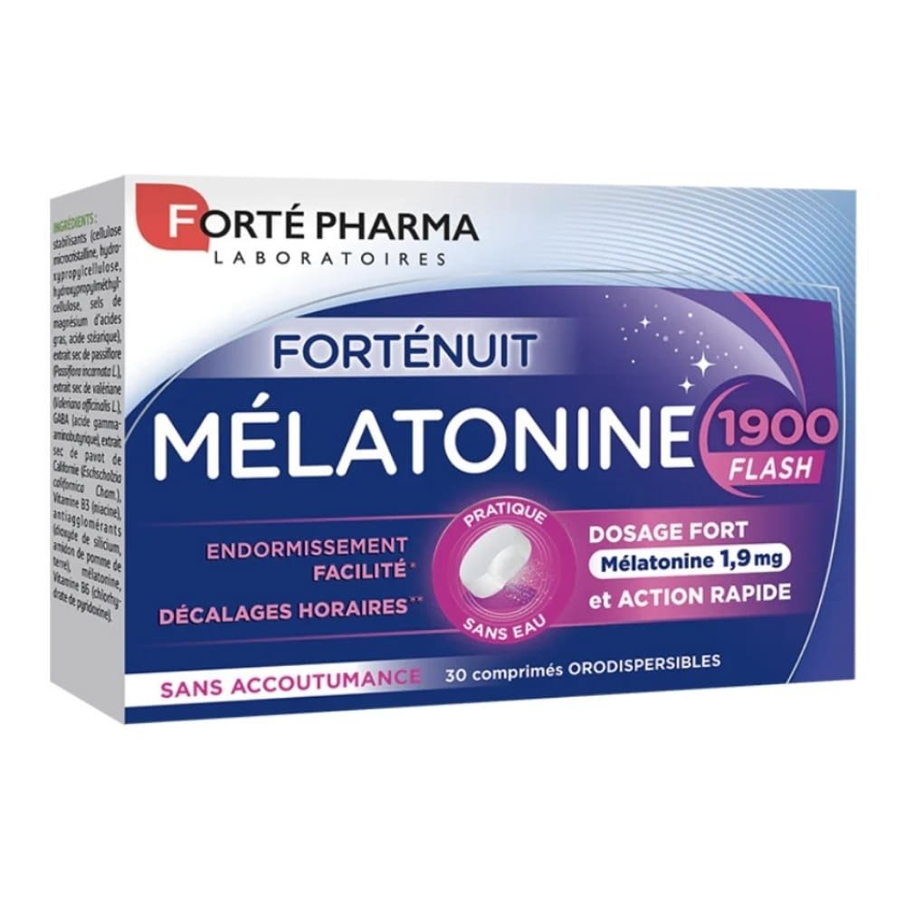 forte pharma – fortenuit (dosage fort action rapide) melatonine 1900 endormissement facilite 1.9mg – 30 comprimes