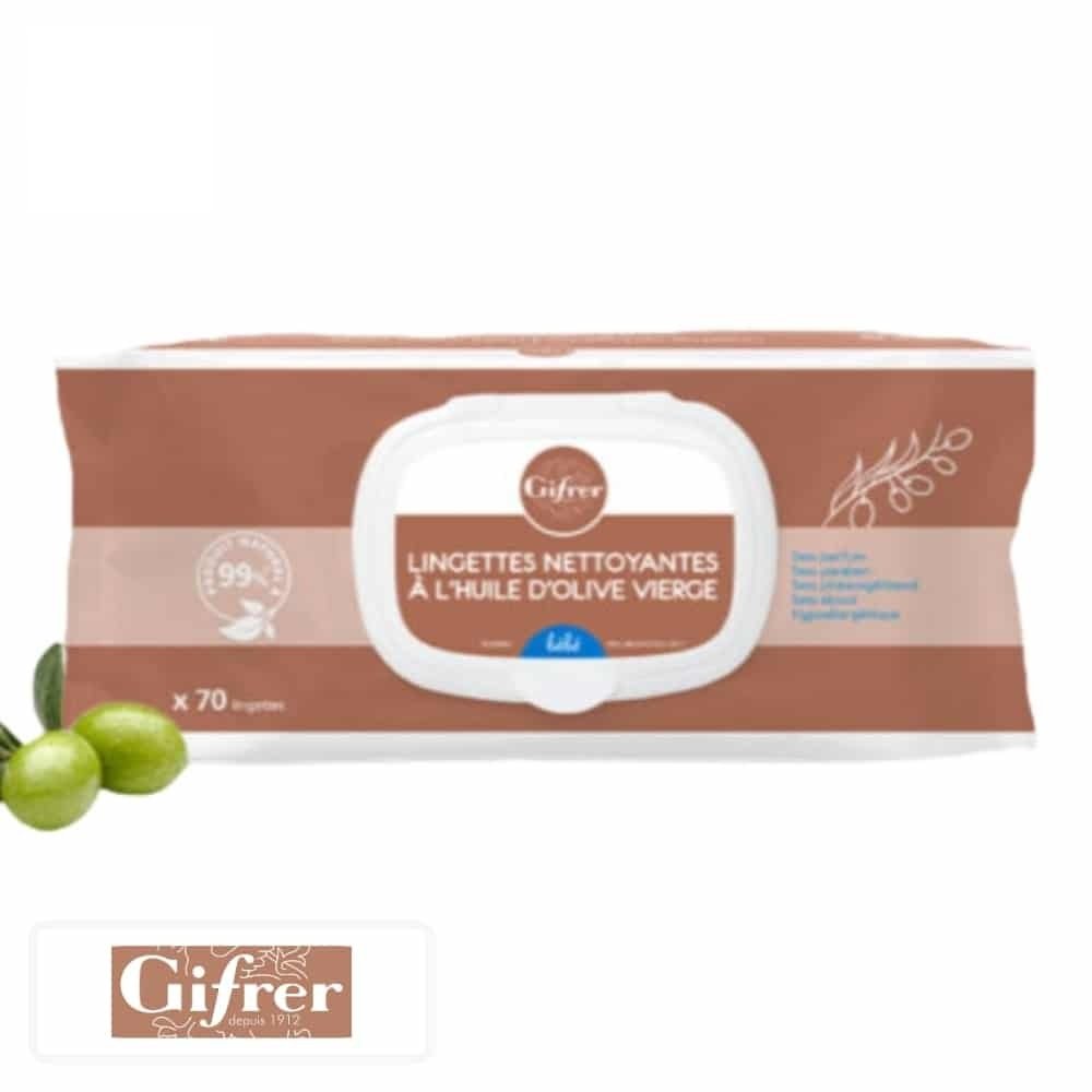 gifrer – bebe lingettes nettoyantes a l’huile d’olive vierge – 70u