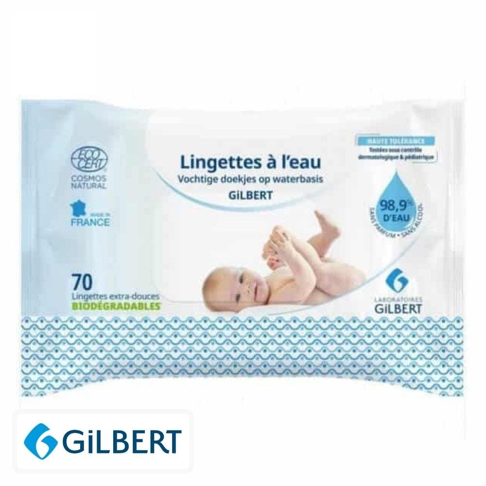 gilbert – lingettes a l’eau – 70u – (destockage)