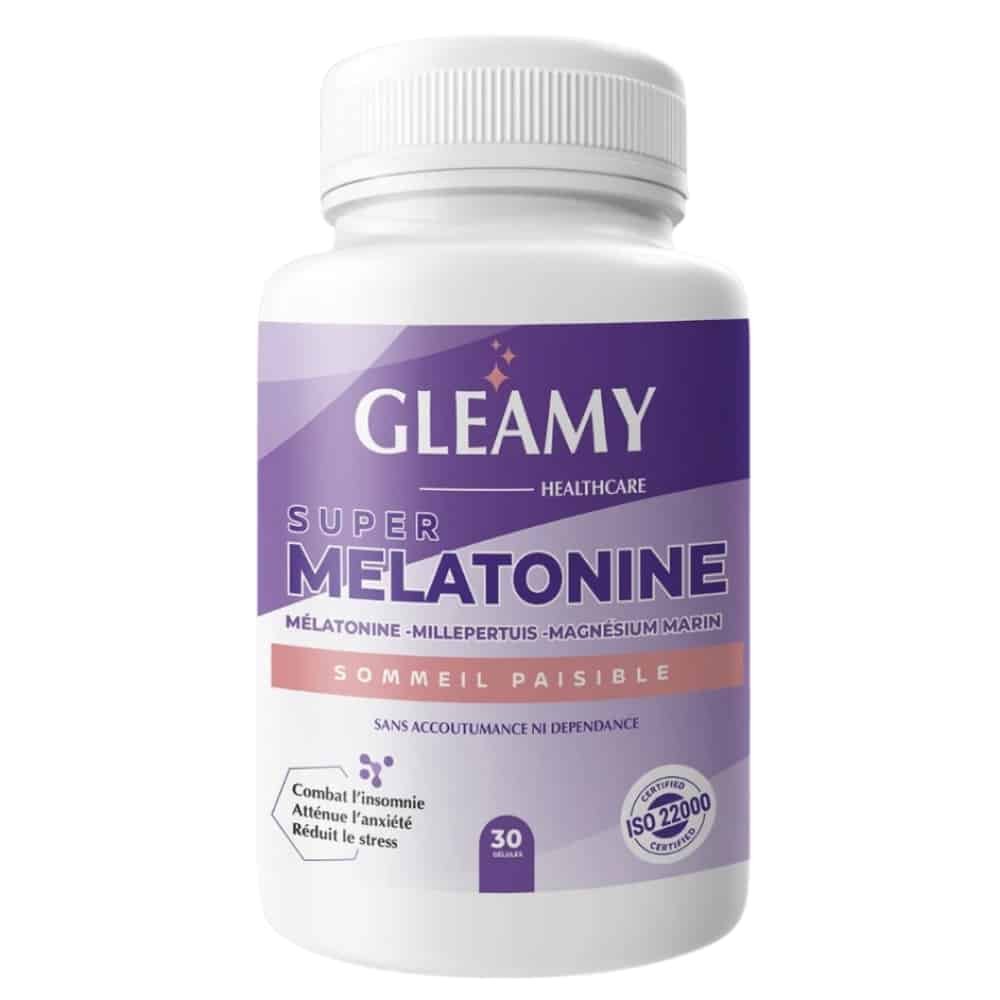 gleamy – super melatonine sommeil paisible – 30 gelules