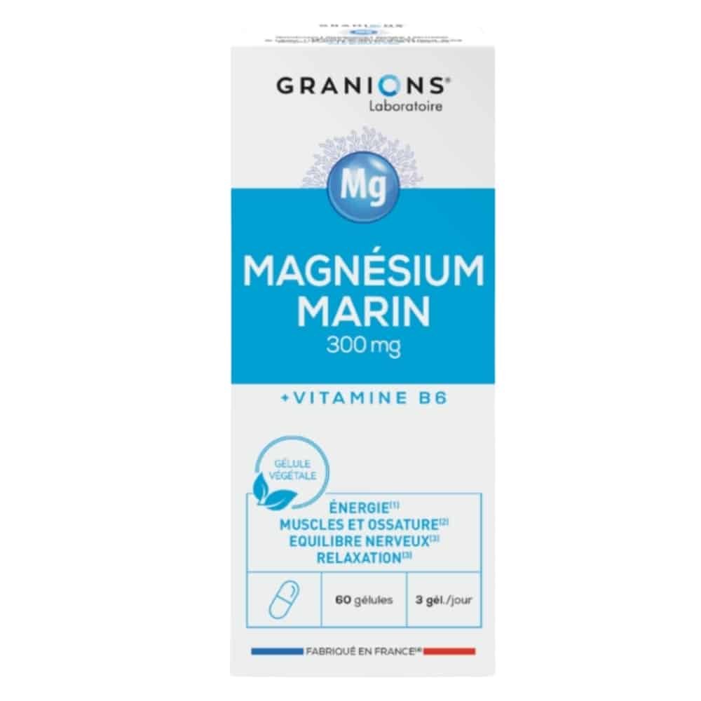 granions – magnesium marin 300mg + vitamine b6 energie, muscle et ossature – 60 gelules