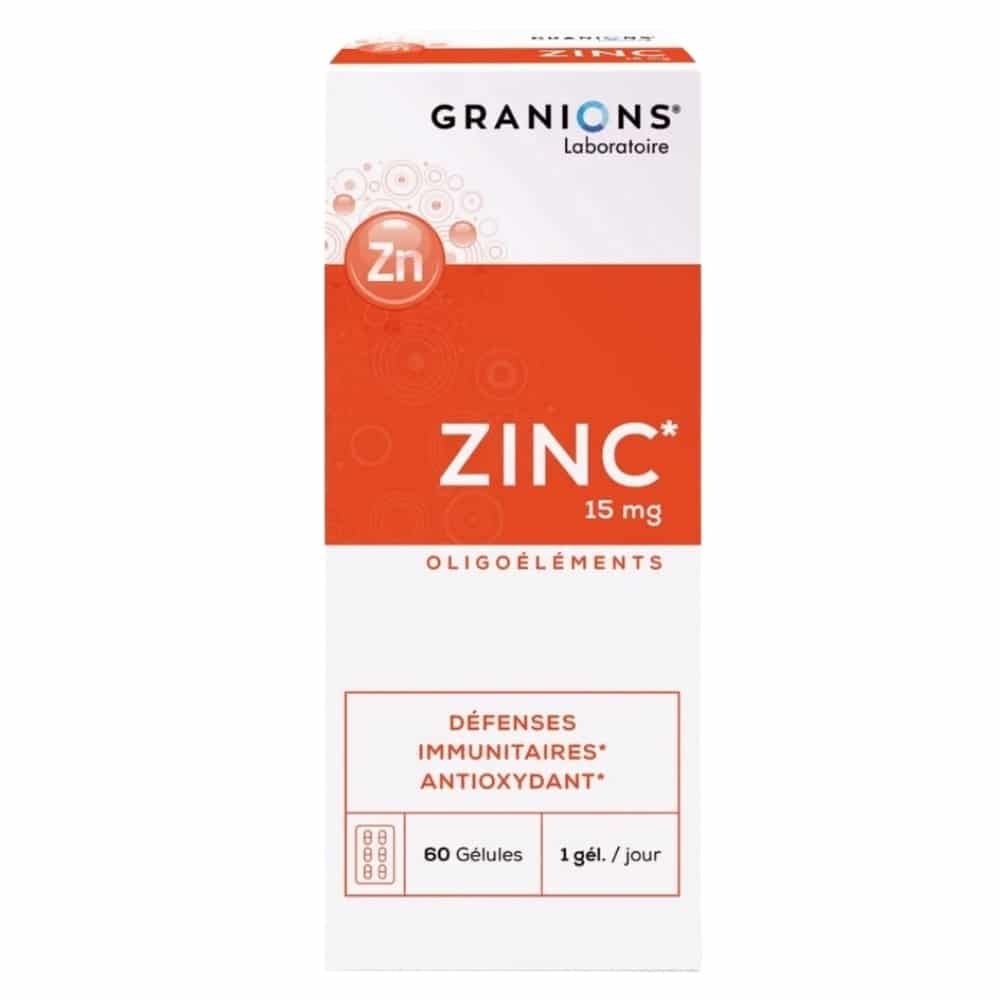 granions – zinc 15mg oligoelementsdefense immunitaires et antioxydant – 60 gelules