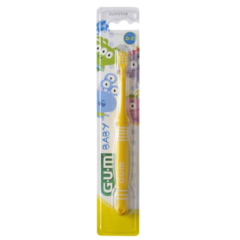 gum – baby brosse a dents 0 2ans jaune