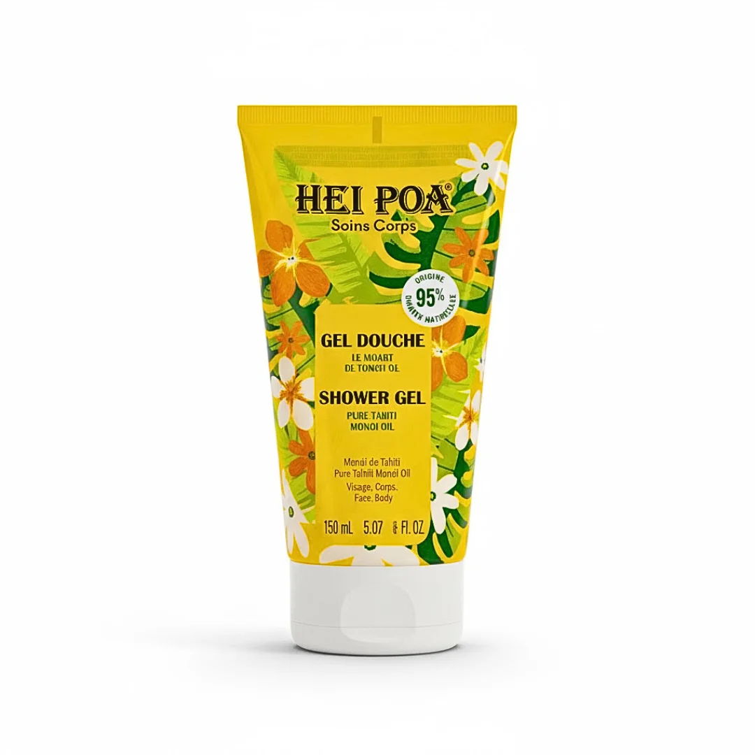 hei poa – gel douche au monoi tahiti ao visage et corps – 150ml