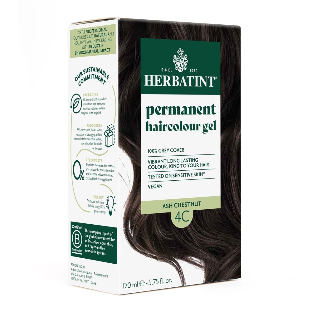 herbatint – coloration cheveux permanente – 150ml – 4c – chatain cendre