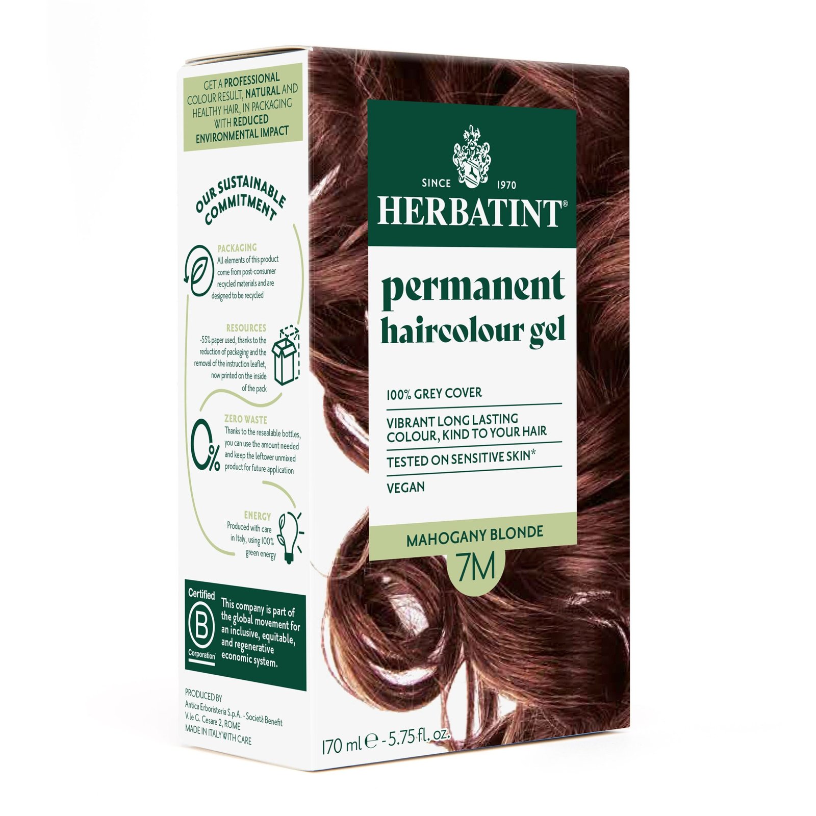 herbatint – coloration cheveux permanente – 150ml – 7m – blond acajou