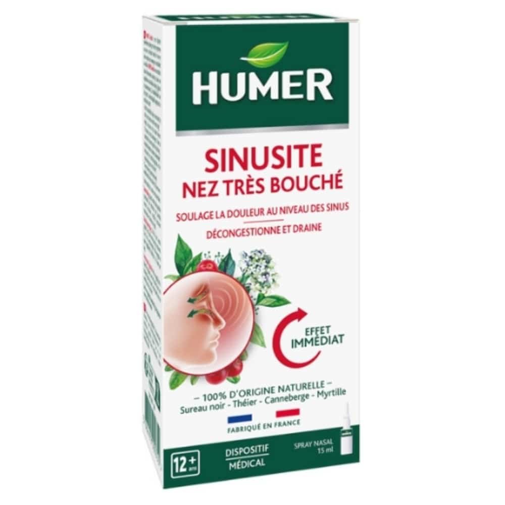 humer – sinusite nez tres bouche soulage la douleur, decongestionne et draine spray – 15ml