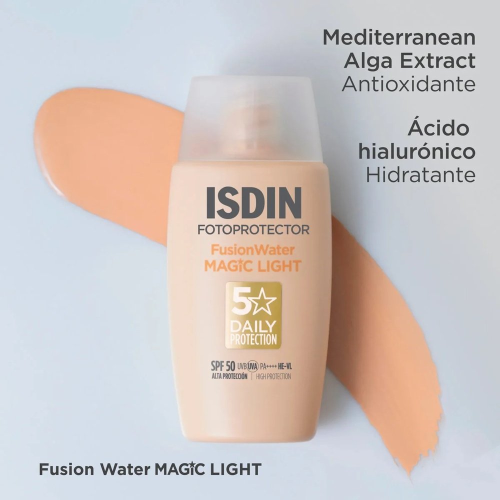 isdin – fotoprotector fusion water magic color solaire teinte light spf50 – 50ml isdin – fotoprotector fusion water magic color solaire teinte light spf50 – 50ml