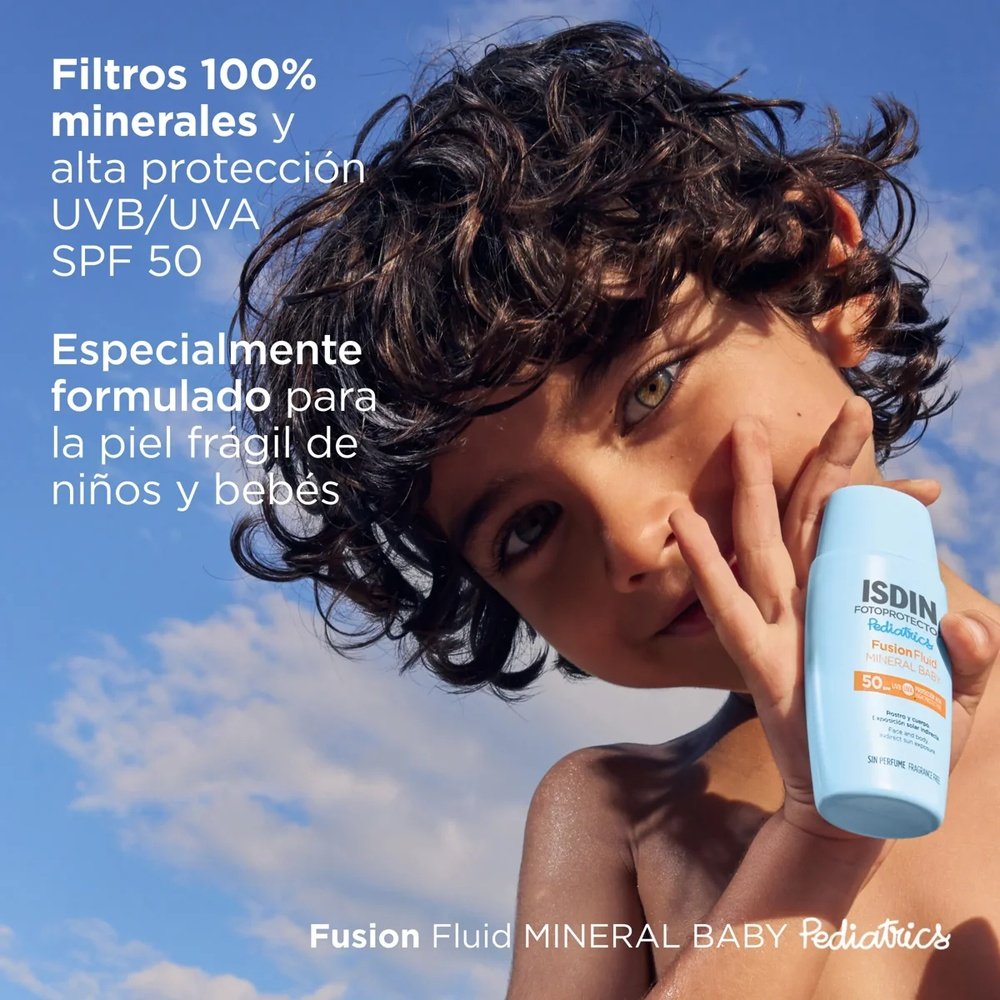 isdin – fotoprotector pediatrics fusion fluid mineral baby solaire invisible spf50 – 50ml isdin – fotoprotector pediatrics fusion fluid mineral baby solaire invisible spf50 – 50ml
