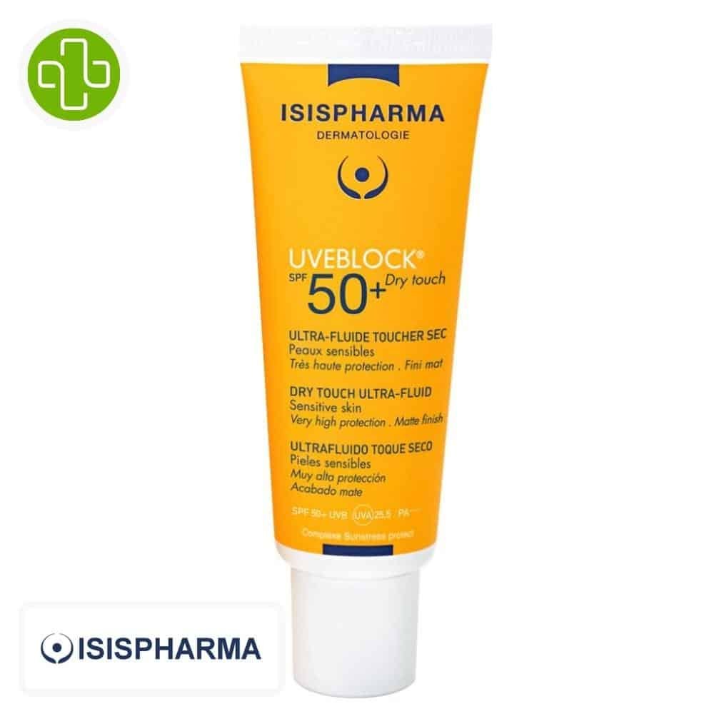 isispharma – uveblock ultra fluide toucher sec spf50+ teinte claire – 40ml