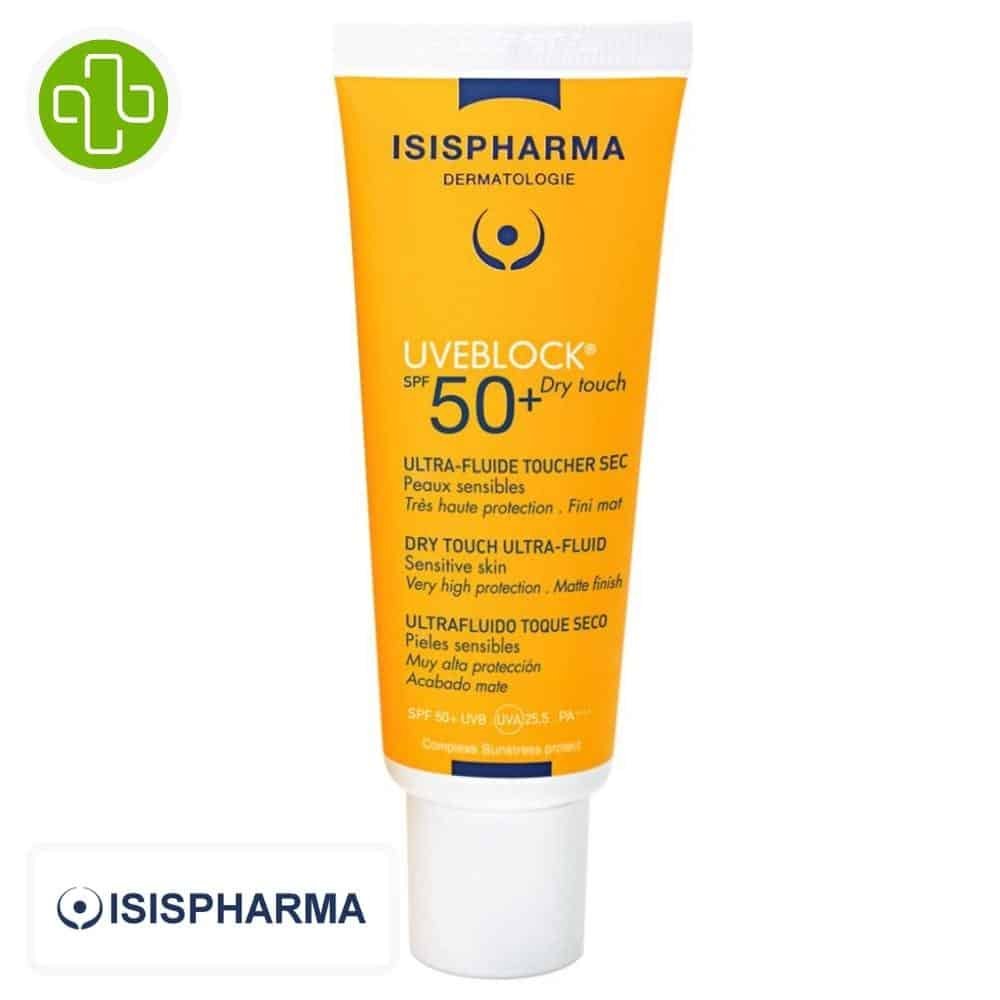 isispharma – uveblock ultra fluide toucher sec spf50+ teinte medium – 40ml