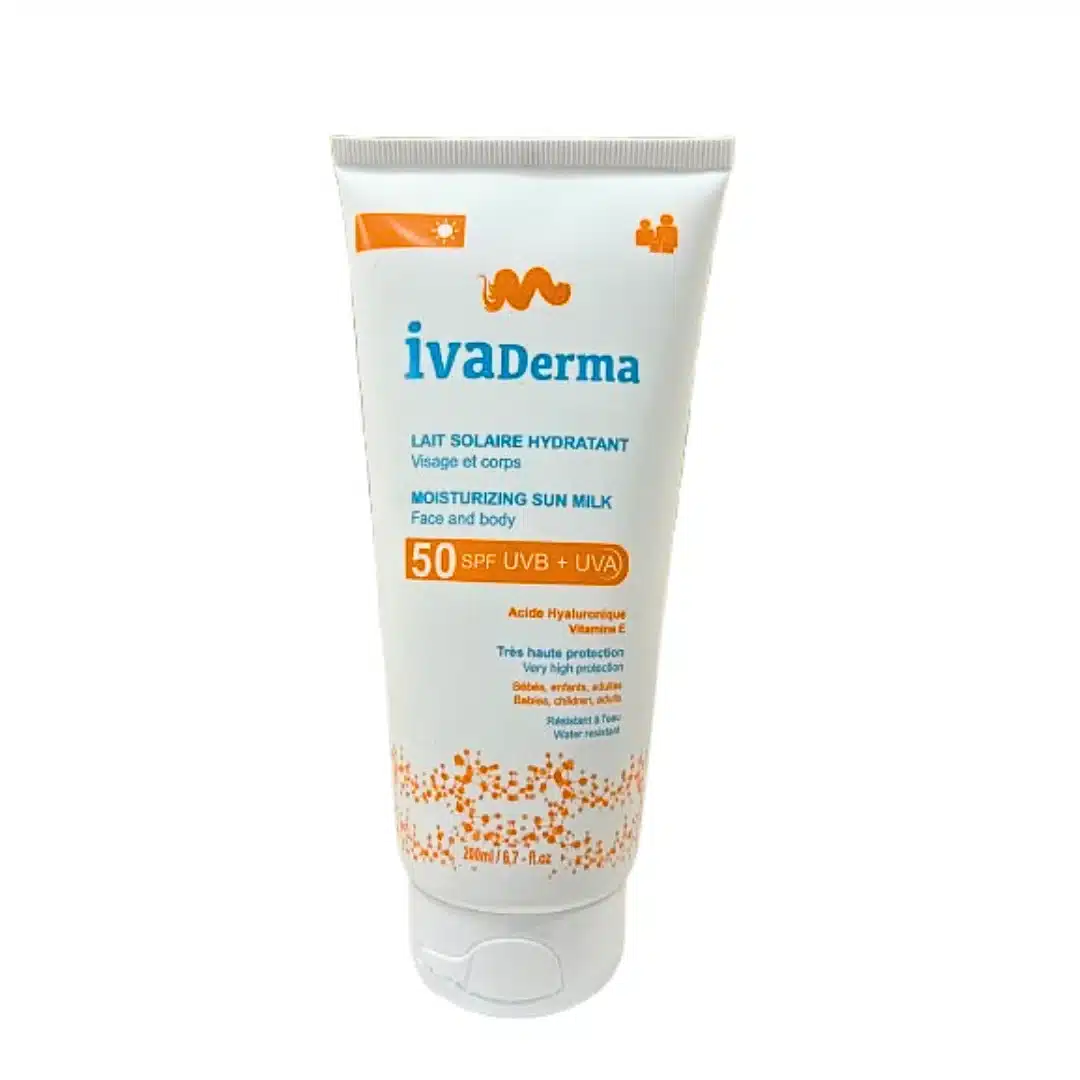 ivaderma – lait solaire hydratant spf50 – 200ml