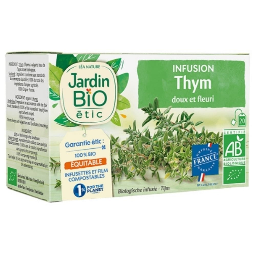 jardin bio – infusion thym doux et fleuri bio – 20u