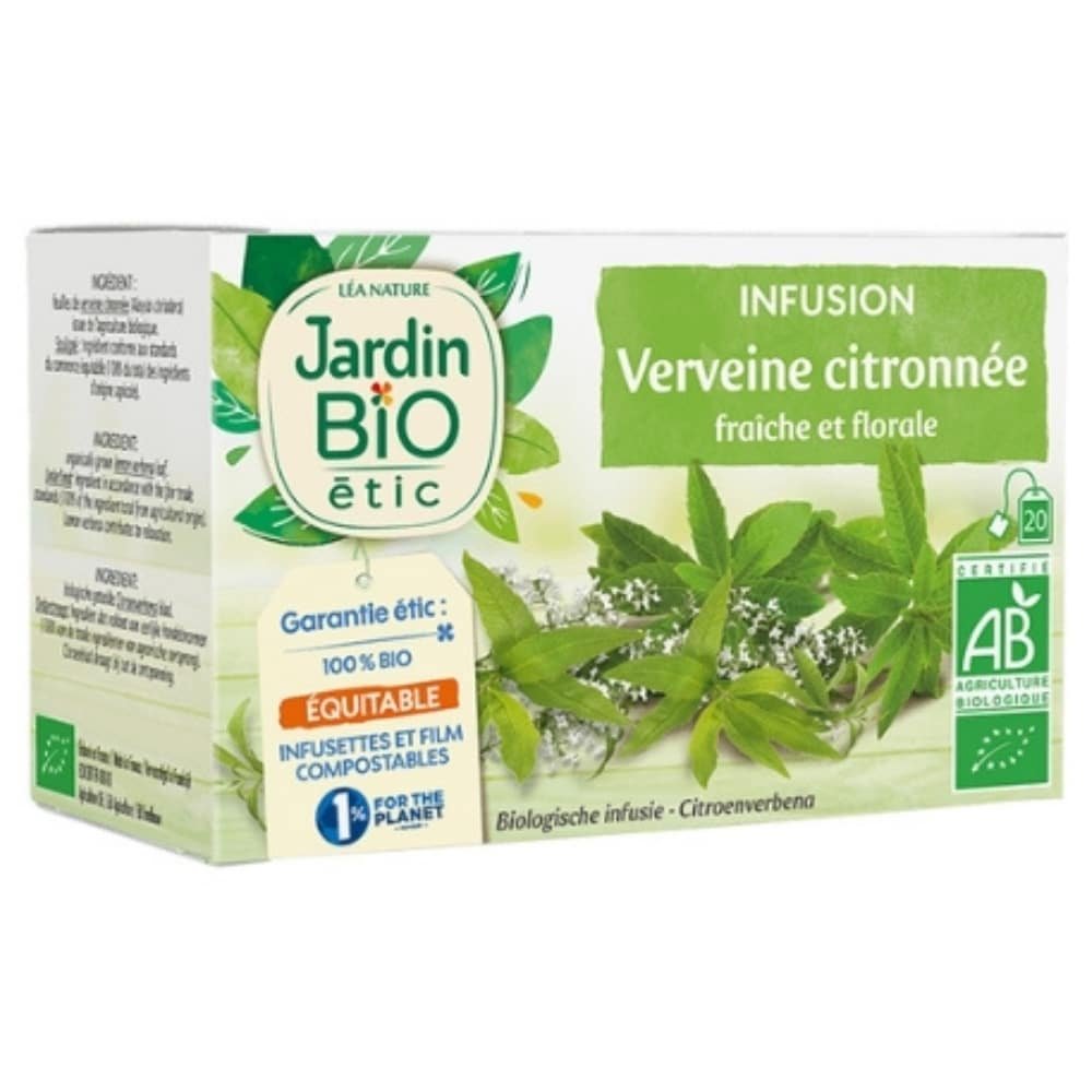 jardin bio – infusion verveine citronnee fraiche et florale bio – 20u