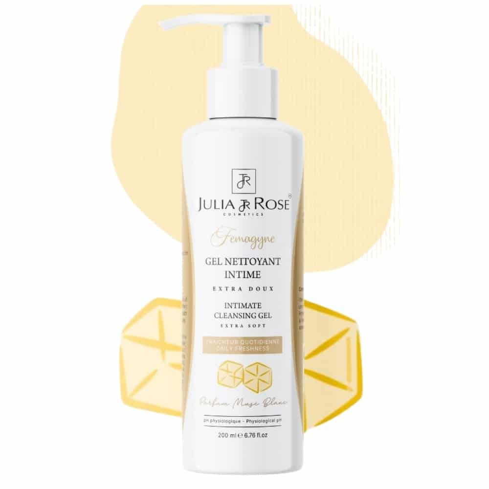 julia et rose – femagyne gel nettoyant intime extra doux parfum musc blanc – 200ml