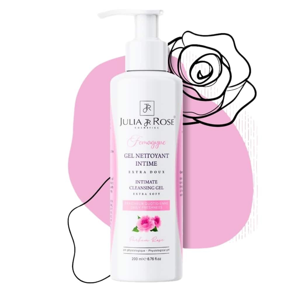 julia et rose – femagyne gel nettoyant intime extra doux parfum rose – 200ml