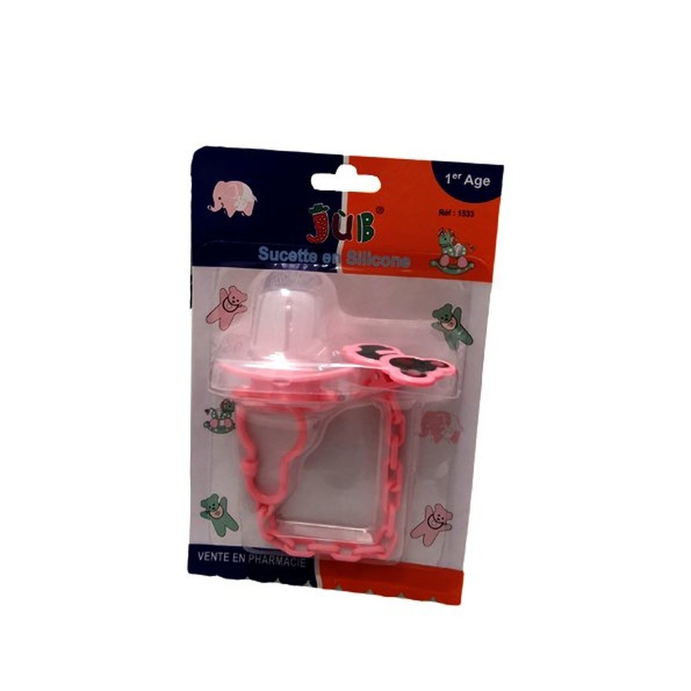 juniors – sucette en silicone jub 1age +clips