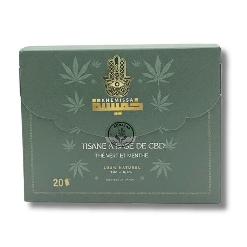 khemissa – cbd tisane tisane the vert et menthe boite de – 20 sachets