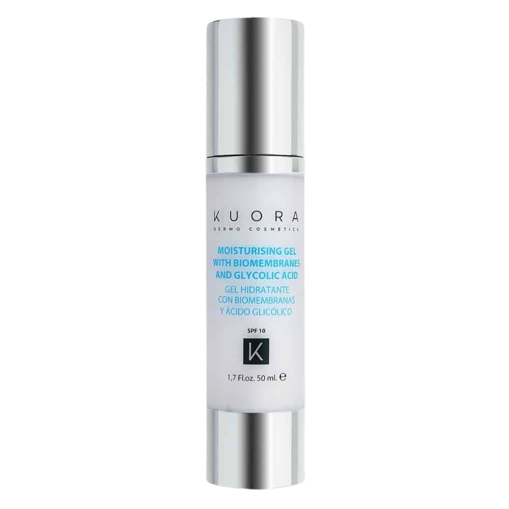 kuora – (facial line) gel hydratant aux biomembranes et a l’acide glycolique spf10 – 50ml
