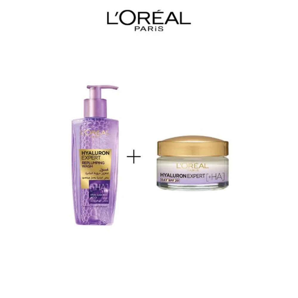 l’oreal paris – lot « gel wash hyaluron 50ml+creme jour 200ml »