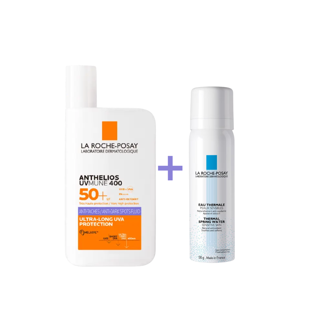 la roche posay – anthelios uvmune 400 fluide anti taches spf50+ 50ml = eau thermale 50ml offerte