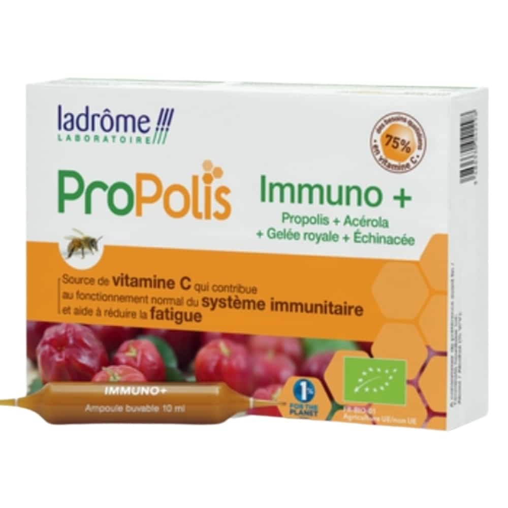 ladrome – propolis immuno+ acerola, gelee royale et echinacee ampoules bio – 20u