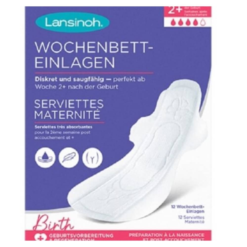 lansinoh – serviettes maternite tres absorbantes 2+ semaines – 12u