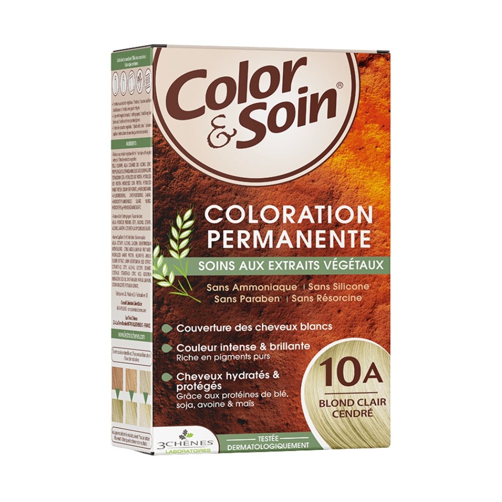 les 3 chenes – color et soin coloration cheveux permanente aux extraits vegetaux – 10a – blond clair cendre