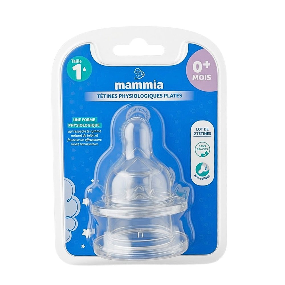 mammia – paire de tetines plates physiologique 0mois+