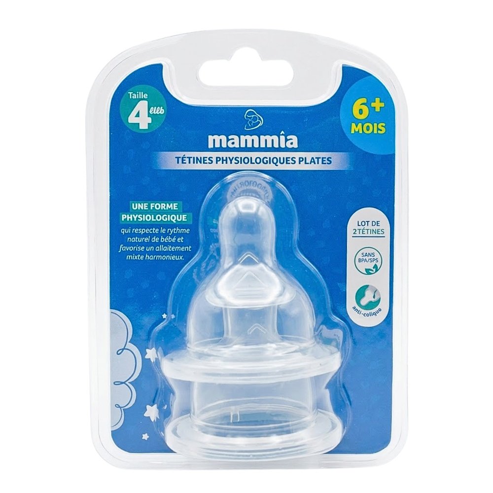 mammia – paire de tetines plates physiologique 6mois+